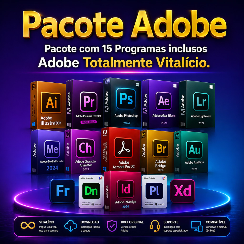 PACOTE ADOBE - 2025 (LICENÇA VITALÍCIA)